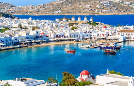 Stunning Mykonos shore in Greece